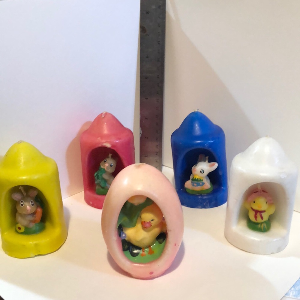 Lot of 5 vintage Easter figure diorama candles